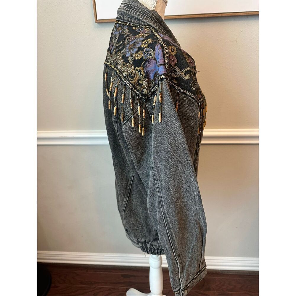 Vintage Embellished Western Denim Jacket Size Large - Picture 12 of 14